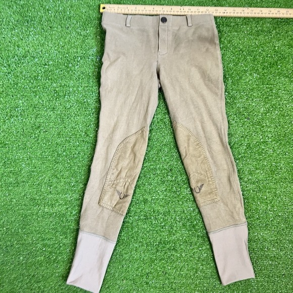 Tuff Rider Youth Equestrian Riding Tights SZ 14 Breeches (3) Khaki Riding Pants - Picture 9 of 16